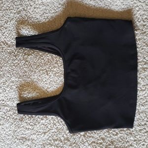 OFFLINE By Aerie Ribbed Square Neck Longline Sports Bra in Black